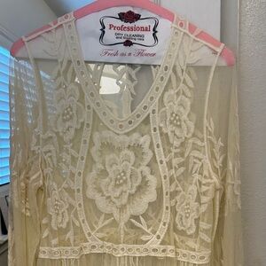 Leah Maria Couture “Jolie” Cream Lace Maxi Dress - Wedding/Maternity Photo Shoot